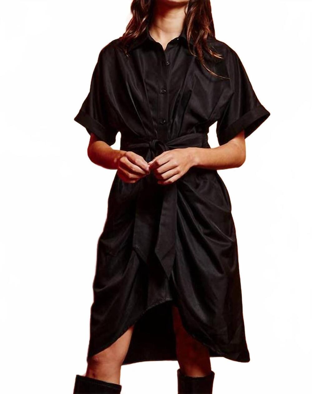 NEW BUCKETLIST tammy tulip hem shirt dress in black
